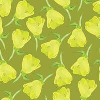 Seamless pattern with yellow bluebell buds on a khaki background vector