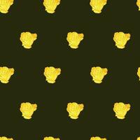 Seamless pattern of yellow rose buds on a brown background vector