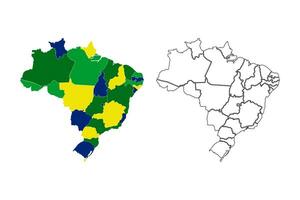 Brazil map vector. National map of brazil with territory line. vector