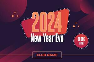 New Year Eve 2024 Banner Invitation, New Year Celebration, Party Background. vector