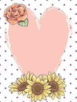 Pink heart with flower vector
