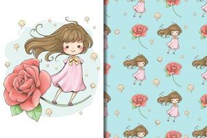 Fairy tale flower wallpaper and pattern vector