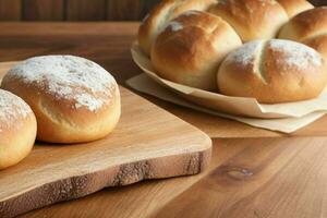 AI generated Fresh baked bread rolls. Pro Photo