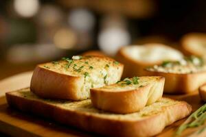AI generated Garlic bread. Pro Photo