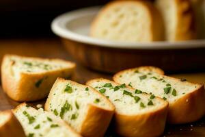 AI generated Garlic bread. Pro Photo