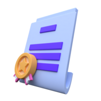 unique 3d rendering legal certificate icon simple.Realistic vector illustration png