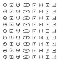 Doodle checkmarks and crosses. Empty and filled boxes for answers in test, confirmation or negation icons. Checklist pencil marks template, vector voting isolated set