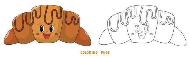 Coloring page of croissant vector