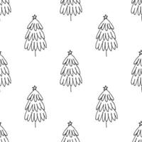 Seamless pattern with geometric minimal scandinavian Christmas tree doodle for decorative print, wrapping paper, greeting cards and fabric vector