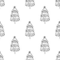 Seamless pattern with geometric minimal scandinavian Christmas tree doodle for decorative print, wrapping paper, greeting cards and fabric vector