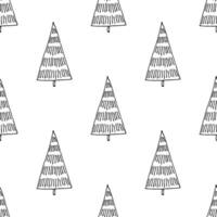 Seamless pattern with geometric minimal scandinavian Christmas tree doodle for decorative print, wrapping paper, greeting cards and fabric vector