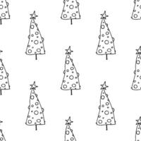 Seamless pattern with geometric minimal scandinavian Christmas tree doodle for decorative print, wrapping paper, greeting cards and fabric vector