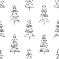 Seamless pattern with geometric minimal scandinavian Christmas tree doodle for decorative print, wrapping paper, greeting cards and fabric vector