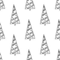 Seamless pattern with geometric minimal scandinavian Christmas tree doodle for decorative print, wrapping paper, greeting cards and fabric vector