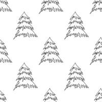 Seamless pattern with geometric minimal scandinavian Christmas tree doodle for decorative print, wrapping paper, greeting cards and fabric vector