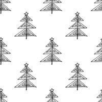 Seamless pattern with geometric minimal scandinavian Christmas tree doodle for decorative print, wrapping paper, greeting cards and fabric vector