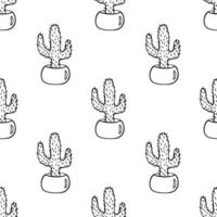 Seamless pattern with cactus doodle for decorative print, wrapping paper, greeting cards and fabric vector