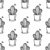 Seamless pattern with cactus doodle for decorative print, wrapping paper, greeting cards and fabric vector