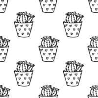 Seamless pattern with cactus doodle for decorative print, wrapping paper, greeting cards and fabric vector