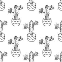 Seamless pattern with cactus doodle for decorative print, wrapping paper, greeting cards and fabric vector