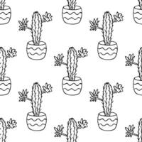 Seamless pattern with cactus doodle for decorative print, wrapping paper, greeting cards and fabric vector