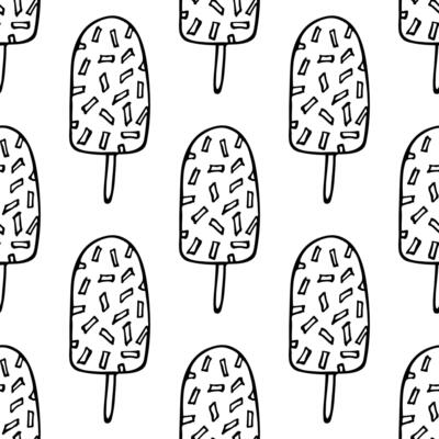 Seamless pattern with ice cream doodle for decorative print, wrapping paper, greeting cards, wallpaper and fabric