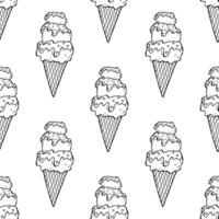 Seamless pattern with ice cream doodle for decorative print, wrapping paper, greeting cards, wallpaper and fabric vector