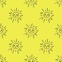 Seamless pattern with sun doodle for decorative print, wrapping paper, greeting cards, wallpaper and fabric vector