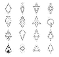 Geometric boho tattoo, sacred geometry art symbols vector