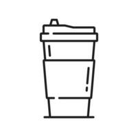 Paper coffee cup with lid isolated thin line icon vector