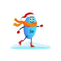 Cartoon Selenium mineral micronutrient ice skates vector