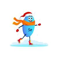 Cartoon Selenium mineral micronutrient ice skates vector