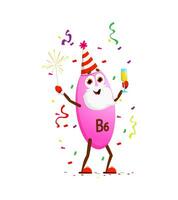 Cartoon vitamin B6 with champagne and sparklers vector