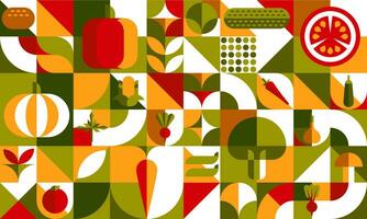 Bauhaus vegetable geometric pattern background vector