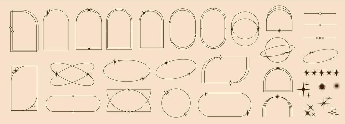 Minimal line frames and borders with star twinkles