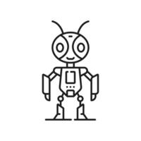Robot line and outline icon, humanoid figure vector