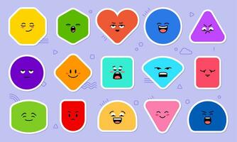 Geometric math shape stickers and figure shapes vector