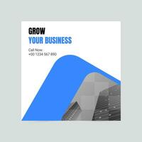 Blue simple grow your business social media cover template vector
