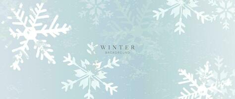 Elegant winter snowflake background vector illustration. Decorative snowflake and snowfall on watercolor blue background. Design suitable for invitation card, greeting, wallpaper, poster, banner.