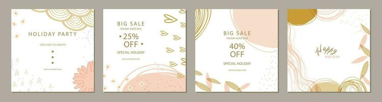 set of trendy artistic square template. Suitable for social media posts, cards, invitations, banner and web ads vector