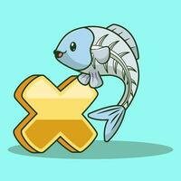 alfabeto letra X para radiografía pescado dibujos animados vector icono ilustración
