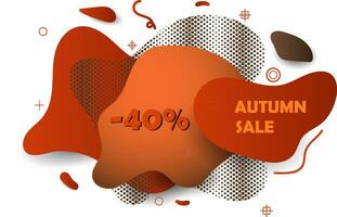 Autumn sale abstract shapes dynamic banner. Unique abstract graphic elements. Design template for presentation or flyer. Background with a gradient shape. Minimal mesh modern style composition vector