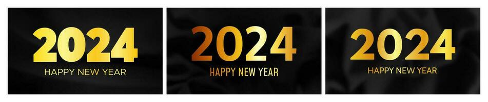 2024 Happy New Year on dark silk background vector