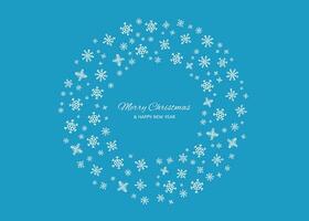 Merry Christmas background with snowflakes in circle vector