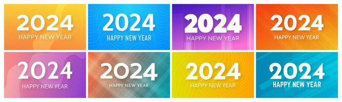 2024 Happy New Year on colorful backgrounds vector