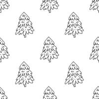 Seamless pattern with geometric minimal scandinavian Christmas tree doodle for decorative print, wrapping paper, greeting cards and fabric vector