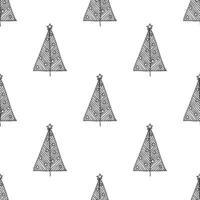 Seamless pattern with geometric minimal scandinavian Christmas tree doodle for decorative print, wrapping paper, greeting cards and fabric vector