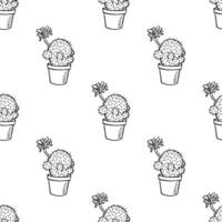 Seamless pattern with cactus doodle for decorative print, wrapping paper, greeting cards and fabric vector