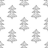Seamless pattern with geometric minimal scandinavian Christmas tree doodle for decorative print, wrapping paper, greeting cards and fabric vector