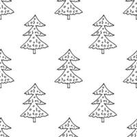 Seamless pattern with geometric minimal scandinavian Christmas tree doodle for decorative print, wrapping paper, greeting cards and fabric vector